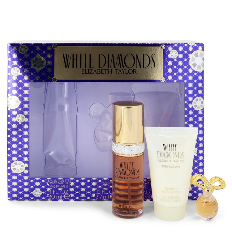 WHITE DIAMONDS by Elizabeth Taylor Gift Set -- 1 oz Eau De Toilette Spray + .12 oz Min EDP + 1.7 oz Body Lotion for Women